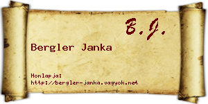 Bergler Janka névjegykártya